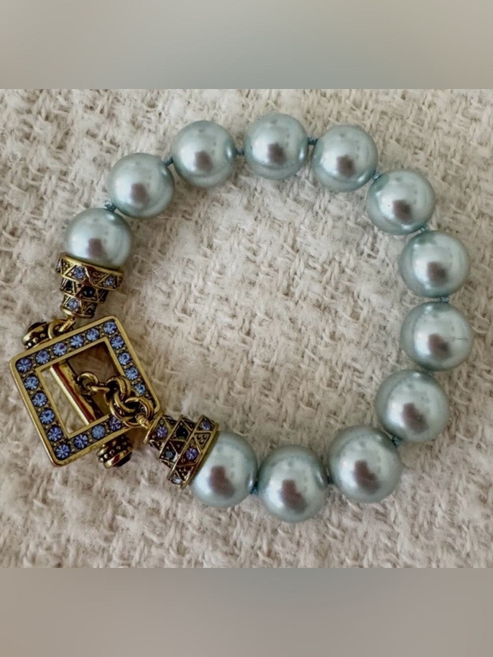 Heidi Daus Blue Pearl Bracelet with Gold and Blue Stone Accents ‼️NFS‼️